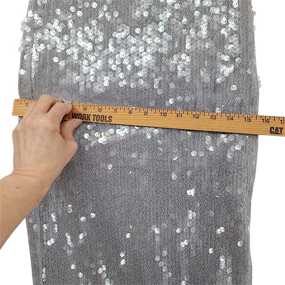 Zara Sequin Midi Skirt M Silver Sparkle Cocktail Party Disco Costume NYE Holiday - Picture 7 of 12